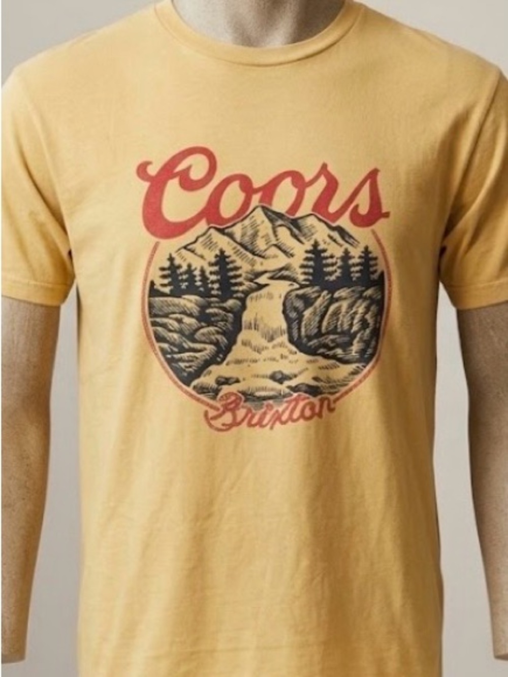 Brixton Yellow Coors Graphic Short Sleeve Tee Size M